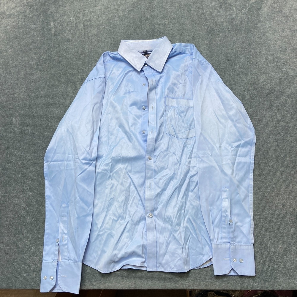 Otto Dress Shirt Men's 15.5 Blue Tailored Fit Chest Pocket Business Formal
